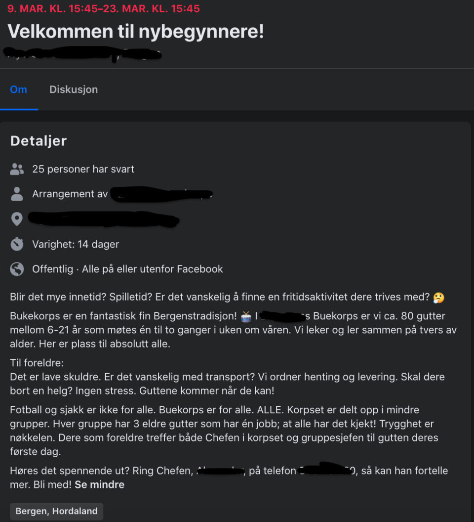 Buekorpset understreker at det er for alle, selv om dette ikke stemmer.