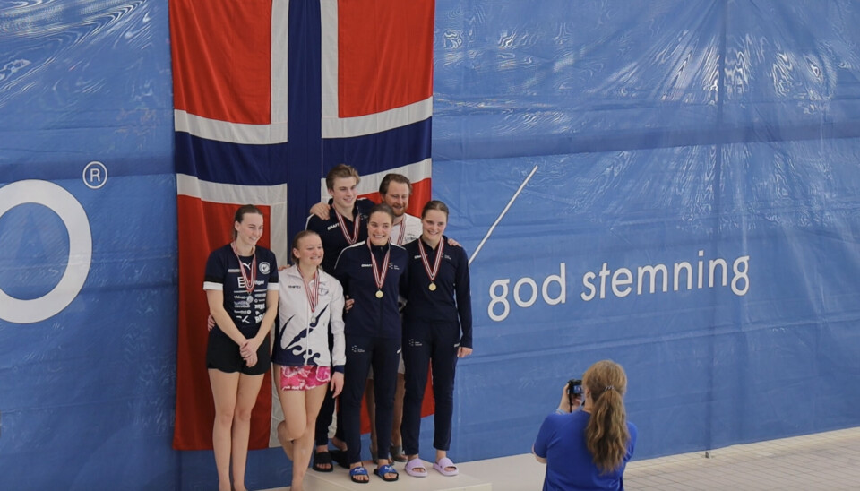Silje og Tonje samla totalt 206,94 poeng i synkronstup. Dei som tok andre plass endte med 183,66 poeng.