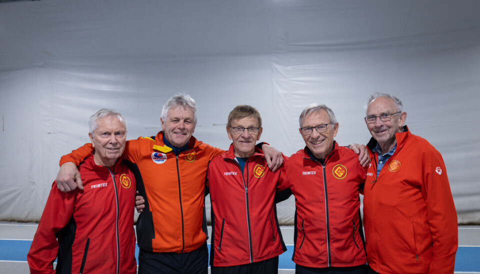 Her er fem av dei aktive medlemma til Gular si veterangruppe. (F.v) Kjell Sælensminde (87), Frank Atle Kvinge (69), Harry Tvedt (91), Arne Risa (79), og Arne Hammersland (91).
