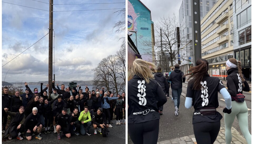 Fra No Bad Days månedlige 10 km. klokken 10 siste søndag i januar. Til venstre synes logoen til den uniformerte gjengen.