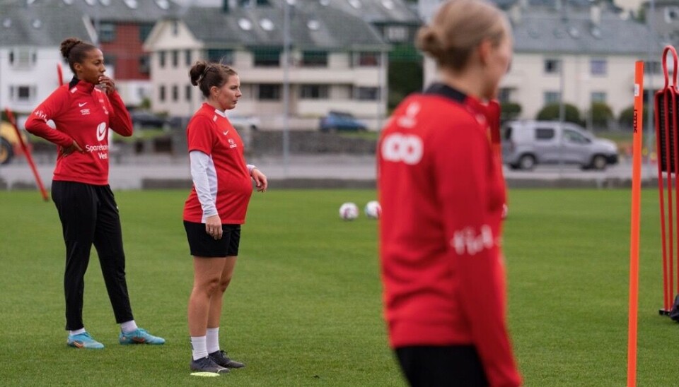 Cecilie Radisch Kvamme, gravid på trening.