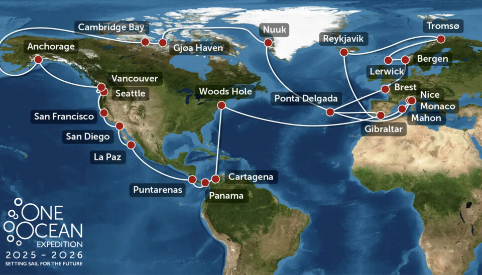 JORDOMSEILING: Den planlagte seileruten til One Ocean Expedition 2025-2026.